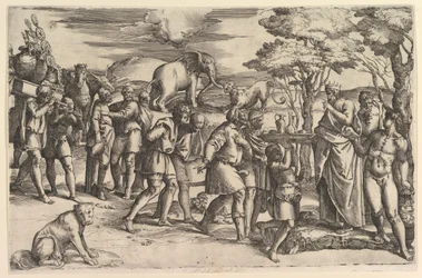 Melchizedek ofiarowujący Abrahamowi chleb i wino, ok. godz. 1547.