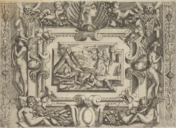 Judyta i służąca z głową Holofernesa, osadzona w kunsztownej ramie, ok. 1540-80.