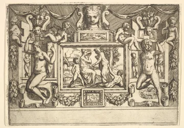 Młoda kobieta pijąca z miski, przed nią stoi stara kobieta, osadzona w..., ca. 1540-80.