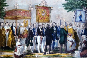 Procesja Confrerie du Tres Saint Sakrament. początek XIX wieku (kolor lito)