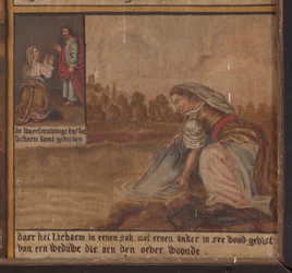 Maarke. Kaplica (Sint-Vincentiuskapel). wnętrze. Obraz. Męczennik świętego Wincentego. 19 wiek. Szczegół.