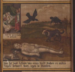 Maarke. Kaplica (Sint-Vincentiuskapel). wnętrze. Obraz. Męczennik świętego Wincentego. 19 wiek. Szczegół.