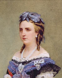Portret Charlotte de Saxe-Cobourg-Gotha (1840-1927) Księżniczka Belgii i Cesarzowa Meksyku (wc na papierze) (fragment)