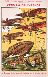 Plakat reklamujący Parti Ouvrier Belge (Belgijską Partię Robotniczą) sprzed 1914 r.