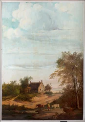 Drugie zaplecze z tyłu, sala posiedzeń, polichromie ze scenami wiejskimi w stylu klasycystycznym, prawdopodobnie z ok. 1810 r., scena 7