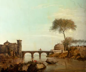 Segundo quarto dos fundos, sala de reuniões, murais com cenas rurais em estilo clássico, provavelmente por volta de 1810, cena 2 polonês
