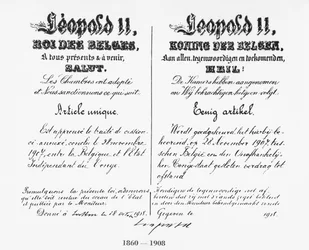 Podpis króla Leopolda II (1835-1909) zatwierdzającego aneksję Konga do Belgii, 1908