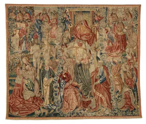 Gobelin, część gobelinu Credo przedstawiającego Stworzenie Świata, wykonany w Brukseli, Belgia, ok. 1500-10 (wełna)