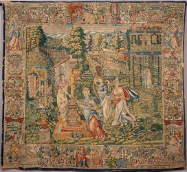 Dary Pomone (Pomona) nimfa owoców Gobelin manufaktury Brukseli. XVI-wieczne geny, Musei di Strada Nuova