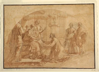 Rysunek przedstawiający papieża przyjmującego gościa, 1590-1646