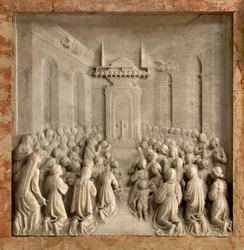 Krypta, Arka Świętych Marcelina i Piotra Egzorcysty, Benedykt Briosco 1506-08, Cud Gołębi