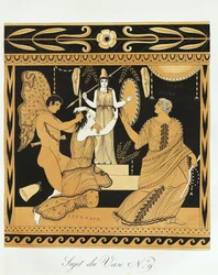 Ajax The Lesser afronta Cassandra ao pé da estátua de Atena (impressão)polonês