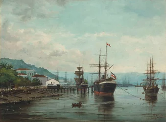 Benedito Calixto - Port Santos, SP (widoczny po lewej), 1890 r.