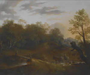 Wóz kucykowy przejeżdżający przez leśny potok, ok. 1815 r. (olej na płótnie)