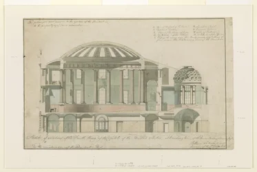 Sekcja US Capitol South Wing, 1803 (pióro i atrament z praniem na papierze)
