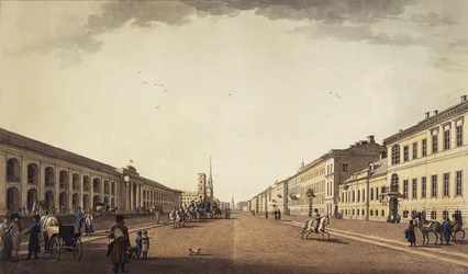 Widok na Newski Prospekt w pobliżu Gostiny Dvor w Sankt Petersburgu, 1799