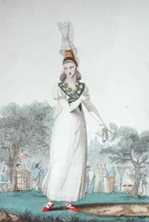 Kauchoise w stroju świątecznym, rytowane przez Gatine ok. 1830 r. (kolor lito)