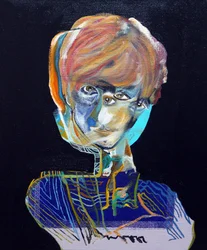 50 najważniejszych pisarzy w historii: Françoise Sagan, 2015 (olej i akryl na płótnie)