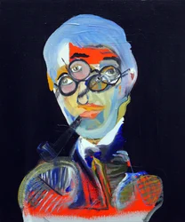 50 najważniejszych pisarzy w historii: Jean-Paul Sartre, 2015 (olej i akryl na płótnie)