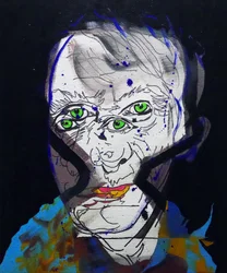 50 najważniejszych pisarzy w historii: Michel Houellebecq, 2015 (olej i akryl na płótnie)