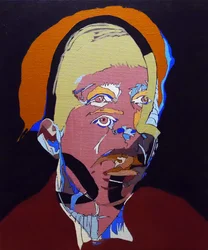50 najważniejszych pisarzy w historii: Simone de Beauvoir, 2015 (olej i akryl na płótnie)
