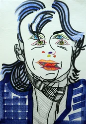 Surportret: Fred Vargas, 2019 (akryl na papierze)