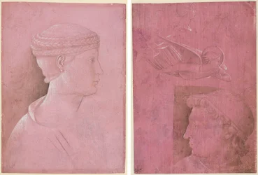 Popiersie kobiety (rekto); Głowa mężczyzny, dwa studia profilu kobiety i studium anioła (verso)