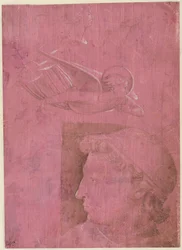 Głowa mężczyzny, dwa studia profilu kobiety i studium anioła (verso)