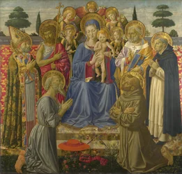 Dziewica z Dzieciątkiem na tronie wśród aniołów i świętych, 1460s