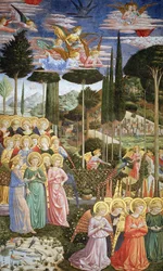 Anioły w niebiańskim krajobrazie, lewa ściana absydy, z cyklu Podróż Trzech Króli w kaplicy ok. 1460 r. (szczegóły zob. 83051)