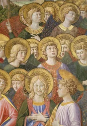 Chór Aniołów, fragment z cyklu Podróż Trzech Króli w kaplicy, ok. 1460, fragment fresku z 70615