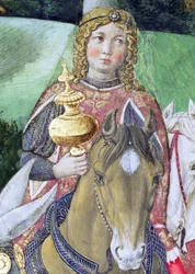 Jeźdźcy w orszaku królewskim, fragment z cyklu Podróż Trzech Króli w kaplicy, ok. 1460, fragment fresku z 70606
