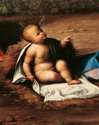 Dzieciątko Jezus, fragment z Narodzenia autorstwa Garofalo (1481-1559)