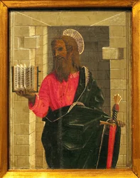 Święty Paweł. Obraz Bernardino Butinone (1450-1507), tempera na drewnie. Sztuka włoska, renesans. Muzeum Ingres, Montauban.