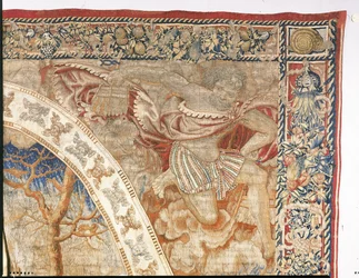 Alegoryczny gobelin brukselski przedstawiający miesiąc grudzień z „Miesiąców medalionu”, ok. 1525 r.
