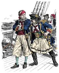 Dwóch piratów grozi Ilustracja Bernarda Partridge