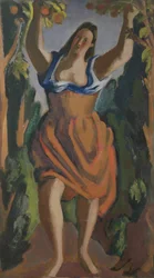 Zbieranie owoców, ok. 1940 (olej na płótnie)
