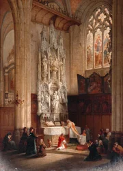 Wnętrze kościoła św Waudru, Mons