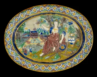 Piękna donica ceramiczna w glazurowanej glinie autorstwa Bernarda Palissy
