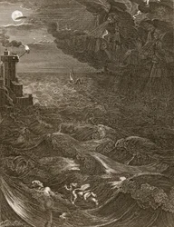 Leander płynie nad Hellespont, by spotkać swoją kochankę, bohaterkę, 1730