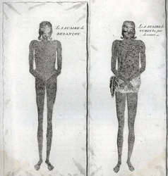 Przedstawienie Całunu Besancon i Całunu Turyńskiego Rycina z „Ilustracja obrzędów i zwyczajów religijnych wszystkich narodów świata” Bernarda Picarta (1723-1743) 1819 Kolekcja prywatna
