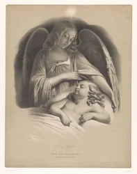 Anioł czuwa nad śpiącym dzieckiem L