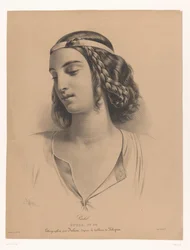 Portret van de aktorki Mademoiselle Rachel (Élisabeth Rachel Félix) Rachel (tytuł na obiekcie) Studium (tytuł serii na obiekcie)