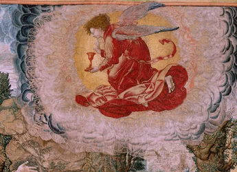 Flamandzki gobelin. Seria Męka Chrystusa. Chrystus na Górze Oliwnej. Manufaktura Pieter de Pannemaeker, Bruksela. Rysownik Barend van Orley. ok. 1518-1522.
