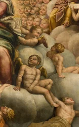 Apsyda, Ołtarz Bernardino Gatti zwany Il Sojaro, uzupełniony przez Giovanniego Battistę Trottiego, zwany IL Malosso, Wniebowzięcie Najświętszej Maryi Panny