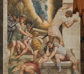 Kontrfaccata, Bernardino Gatti, Zmartwychwstanie 1529, Detal