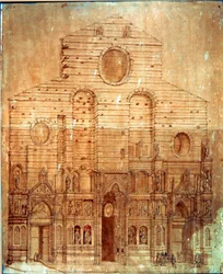 Fasada katedry (duomo) we Florencji. Rysunek piórem i krwią Bernardino Poccetti (Bernardino Barbatelli) (1548-1612) wym. 101x58 cm Florencja, Museo del 