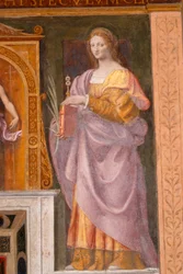 Święta Łucja, fresk Bernardina Luiniego w kościele św. Maurycego przy klasztorze Maggiore, Mediolan, Lombardia, Włochy