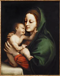 Maria z Dzieciątkiem, fragment przedstawienia w świątyni (obraz na drewnie)