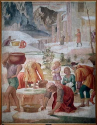Zbieranie manny, Izraelici na pustyni - Fresco
